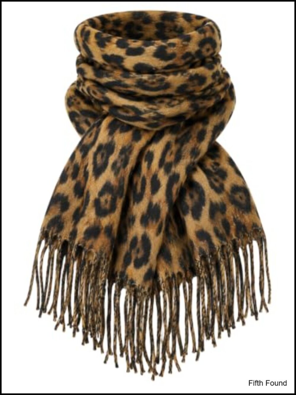 Oversized Leopard Print Scarf Tassels Polyester Shawl Wrap